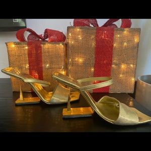 Vintage Fendi Gold heels - open toe and back